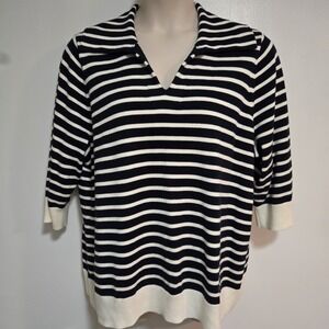 J. Jill Black and White Striped Sweater